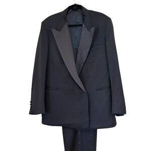 Christian Dior Men's Double Breasted Tuxedo Jacket Pants Black Size 42L